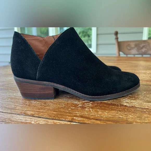 Lucky Brand | Shoes | Lucky Brand Fenley Ankle Boots Womens Booties Black  Suede Low Heel Side Zip 75m | Poshmark